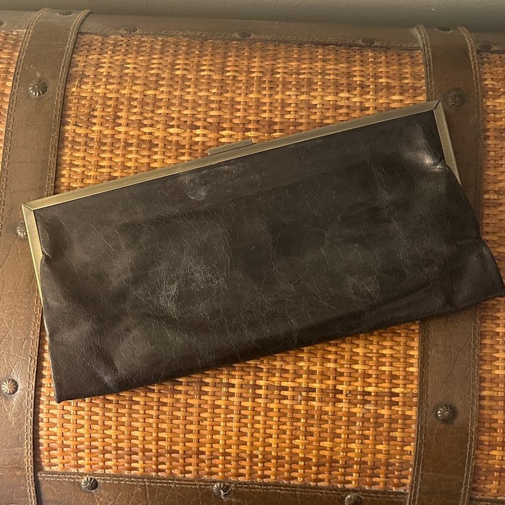 Black Leather HOBO Clutch